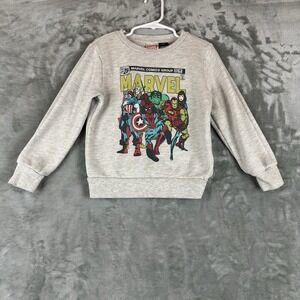 Marvel Pullover Sweater Boys 4T Gray Vintage Style Graphic Avengers